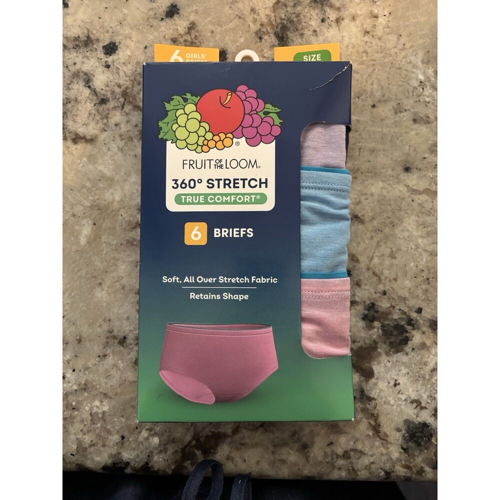 Fruit of the Loom Girls' 360 Stretch COMFORT Modal Underwear Briefs 6 Pk Size 10